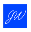 John Wenke logo icon "JW" on blue square